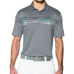 Under Armour ColdBlack Performance Gray Polo Shirt Heat Gear Loose Fit Medium